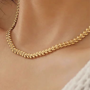 Collana Catena Foglia Dorata