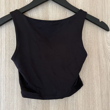 Black sleeveless top with open back