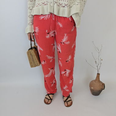 Pantaloni in viscosa floreali corallo, H&M taglia XS