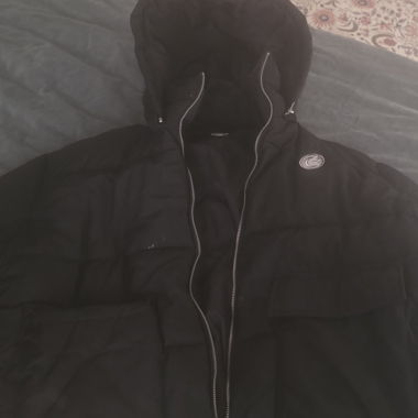 Black winter jacket with hood