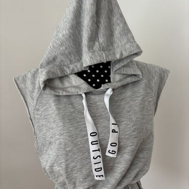 Cropped Hoodie Sleeveless Grey S (36) – Cotton