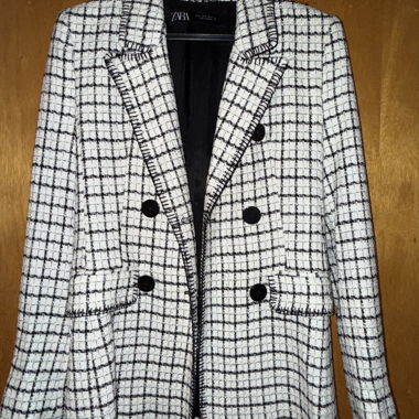 Blazer tweed bianco e nero ZARA XS