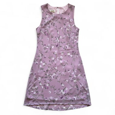 Purple vintage floral midi dress (M)