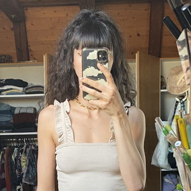 Square neck crop top with ruffled straps