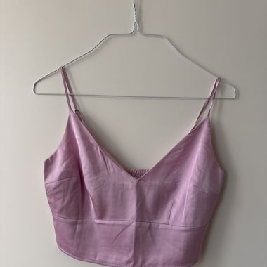 Damen Crop Top in Satinoptik in Pink