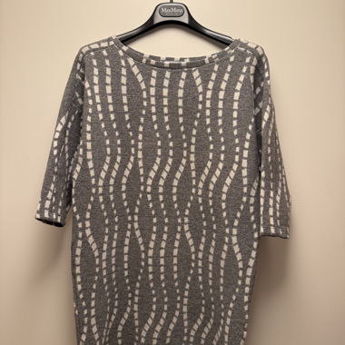 Grey patterned knit sweater dress