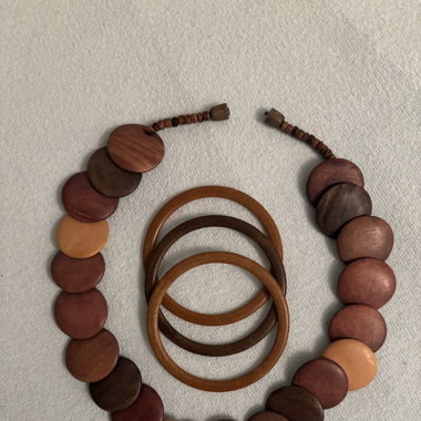 Wood Necklace and Bracelets