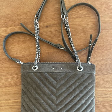 Borsa IKKS in camoscio grigio/kaki - modello Reporter