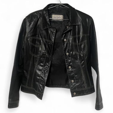 Y2K Veste en cuir (coutures blanches)