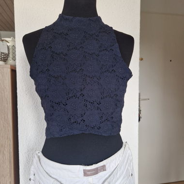 Hollister Spitzen-Crop Top navy L