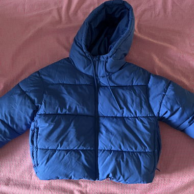 Blue winter puffer jacket