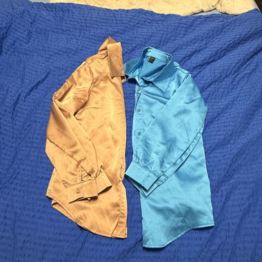 Camicia di raso blu e oro SHEIN