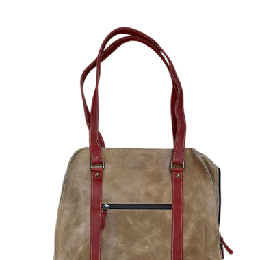 Vegan Leather Bag with Red Accents