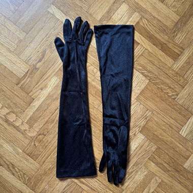 Black Satin Long Gloves
