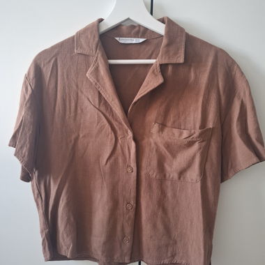 Camicia Stradivarius a maniche corte marrone S