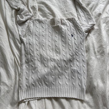 Weisser Zopfmuster-Pullover von Polo