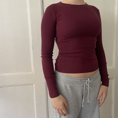 T-shirt manches longues bordeaux rouge