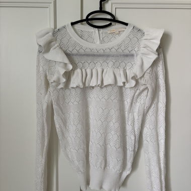 Ecru openwork sweater with ruffles Maje T2