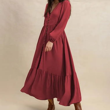 Abito lungo rosso in viscosa