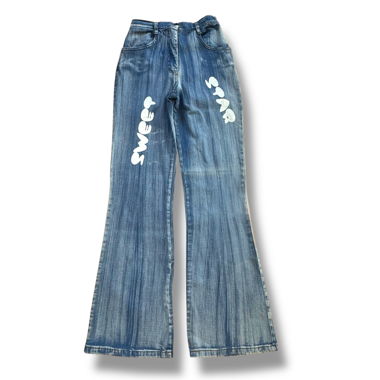 2000s style "Sweet Star" striped wide-leg jeans
