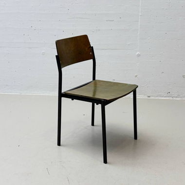 2x Stühle mit Vierkant-Stahlrohrgestell, 70er 