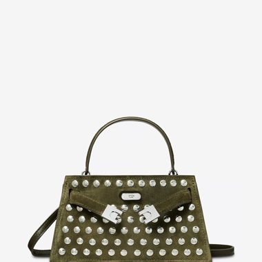 Tory Burch Handtasche aus genietetem Wildleder
