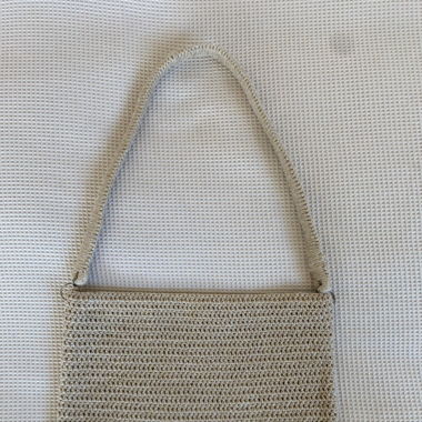 gold crochet bag
