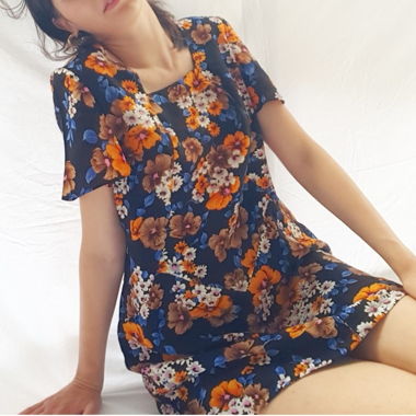 Colorful flower printed summer dress