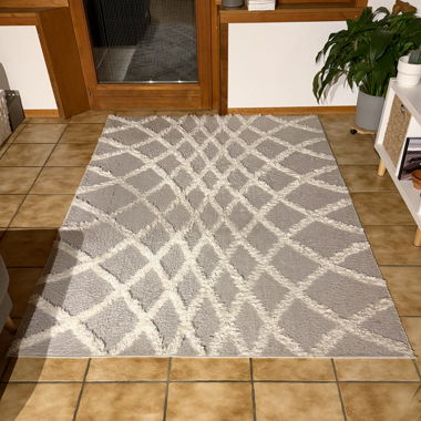 Tapis gris et blanc 160 x 220