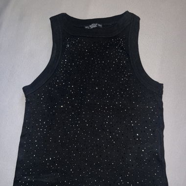 Black knit top with glitter stones