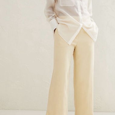 Pantaloni wide-leg beige