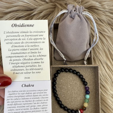 Bracelet obsidienne et chakra