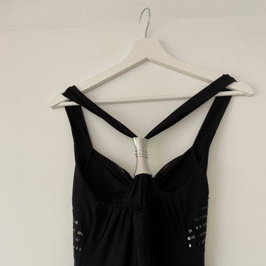 Abendkleid schwarz/glitzer lang, S