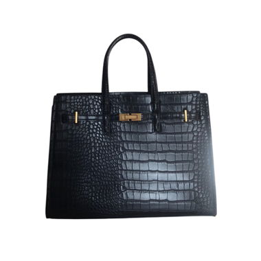 Schwarze Handtasche in Croc-Optik