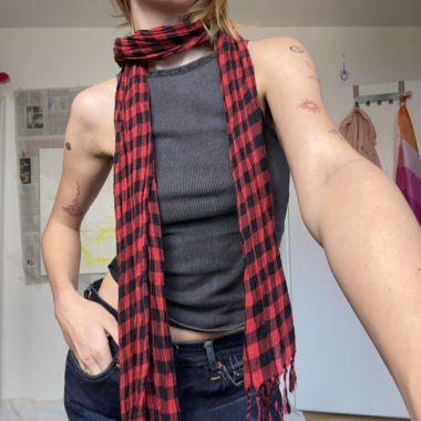 checkered skinny scarf