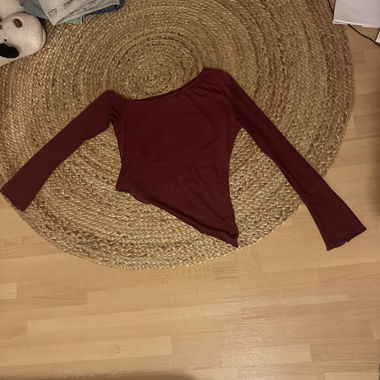 Red see-through long-sleeve top