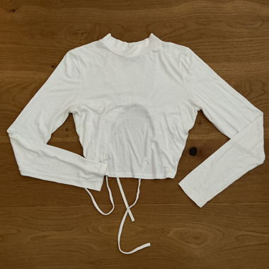 White Long-Sleeve Crop Top