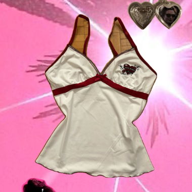 Y2K Satin Top mit Herzen