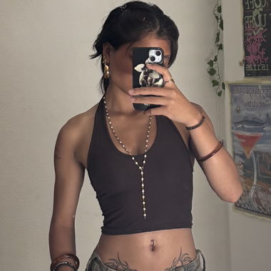 Brown Neckholder Crop Top