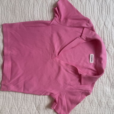 Pink Ribbed Polo Shirt