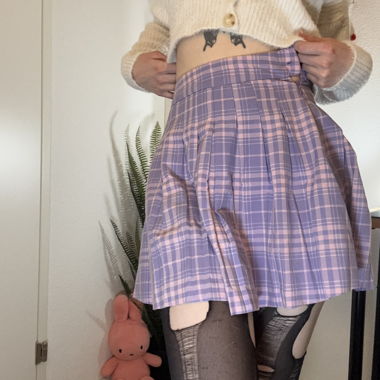 Lilac Plaid Pleated Skirt XXS Y2K Aesthetic