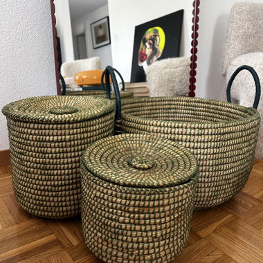 Woven baskets with handles