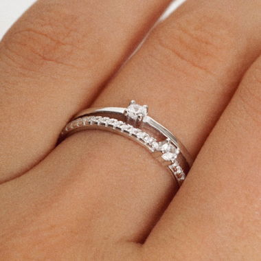 925 Sterling Silver and Cubic Zirconia Ring