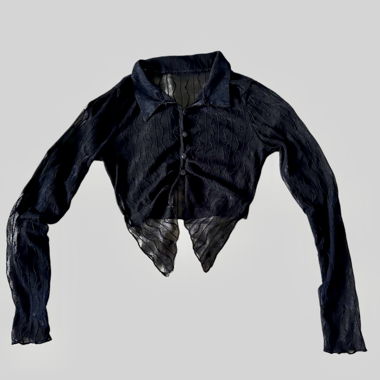Top corto trasparente nero con bottoni