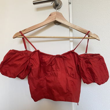 Zara red off the shoulder crop top