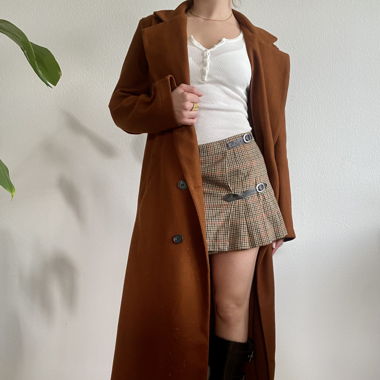 Manteau trench long brun 