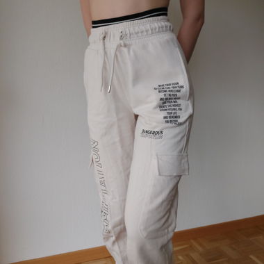 Beige cargo sweatpants