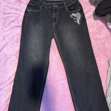 Black Embroidered Jeans
