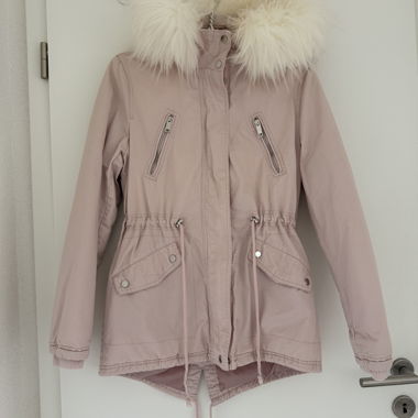 Parka con cappuccio rosa polvere