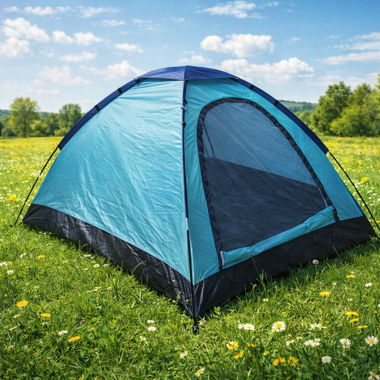 Tente de camping bleue
